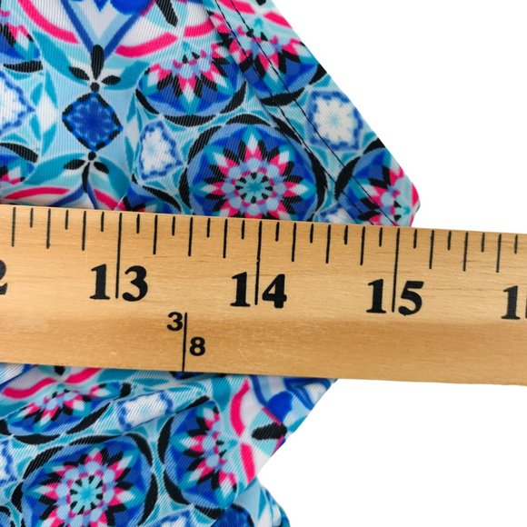 Christina Tankini Womens 10 Blue Pink White Adjustable Built In Shelf Bra Ruffle - Picture 5 of 9